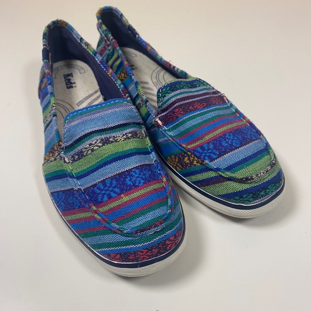 Keds Slip On Loafers Colorful Striped Tapestry Comfort Casual Shoes Size 7.5